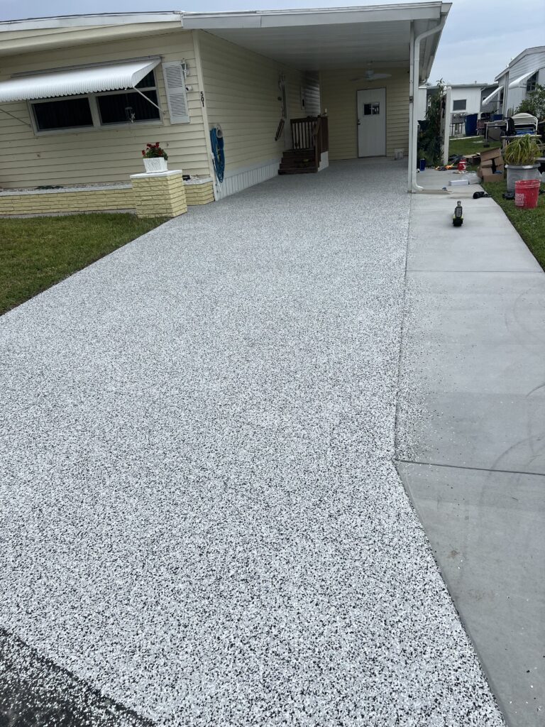 Epoxy flooring on a driveway.